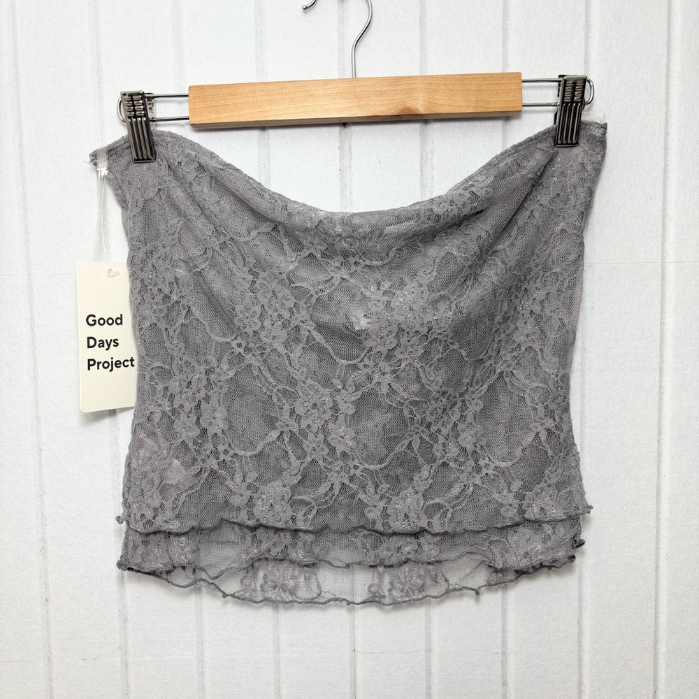 GOOD DAYS Project Gray Lace Tube Top size XL - Picture 2 of 7